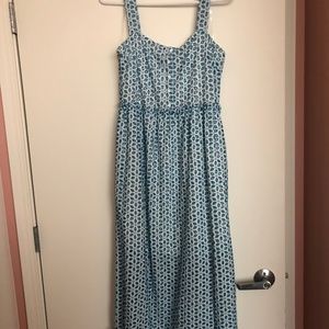 Long blue white casual summer dress size medium